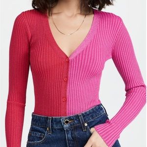 Staud Metallic Cargo Cardigan Sweater